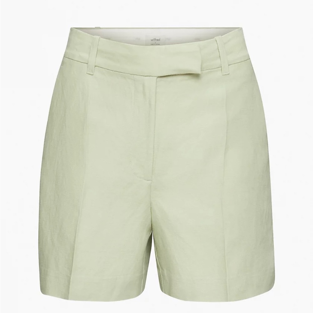 Aritzia Wilfred Effortless Linen 5" Short Sage Green Size 12
